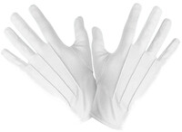 Bílé rukavice po zápěstí (šašek, mikuláš) - Standardní (II. Jakost)