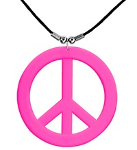 Růžový neónový hippie náhrdelník peace