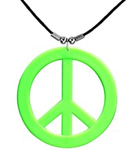 Zelený neónový hippie náhrdelník peace