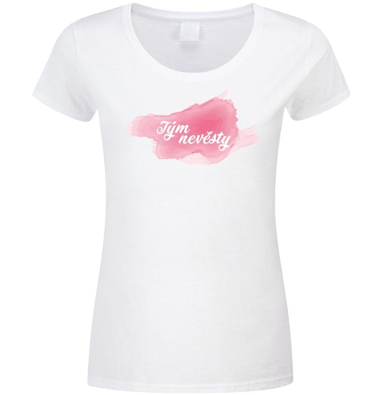 Dámské tričko Tým nevěsty do růžova (Bílá) - Velikost XL