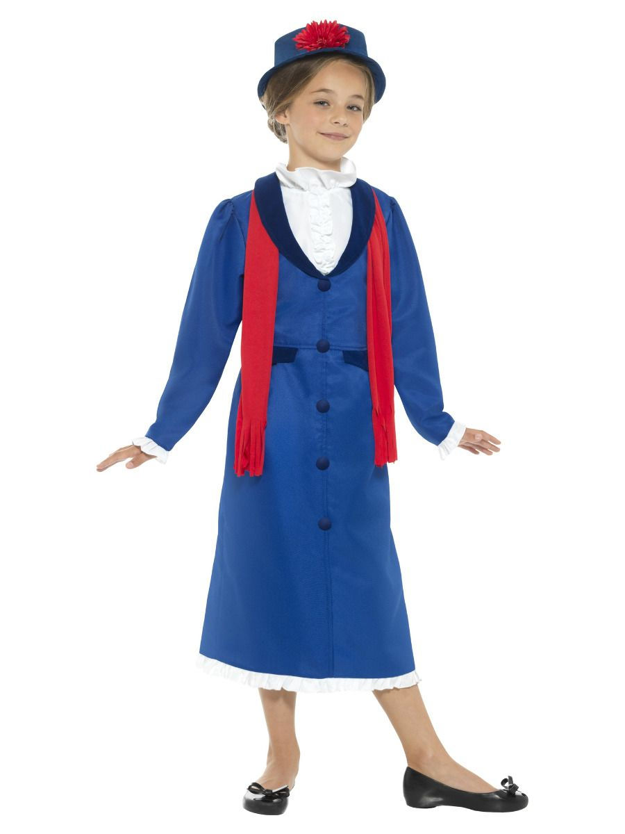 Dětský kostým viktoriánské dívky, modrý - Pro věk 10 - 12