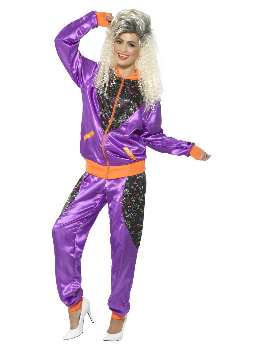 Dámský retro kostým z 80. let, fialový - XL