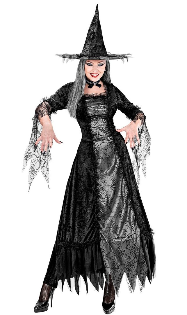 Dámský luxusní kostým čarodějnice s pavučinou - L