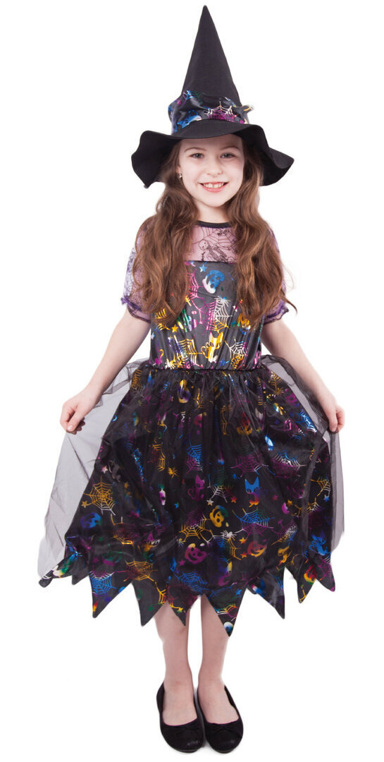 Dětský kostým čarodějnice barevná/Halloween e-obal - Pro věk 4-6 let
