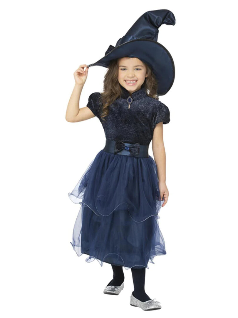 Dívčí kostým čarodějnice, modrý - Pro věk 10-12 let