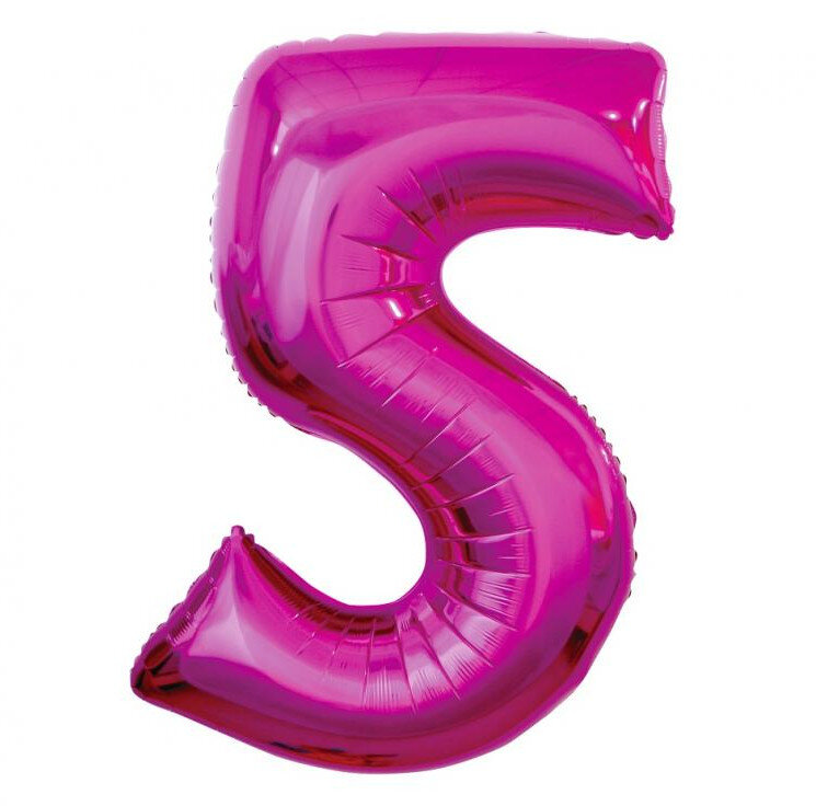Fóliový balónek číslice 5 růžový, 92 cm