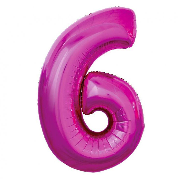 Fóliový balónek číslice 6 růžový, 92 cm