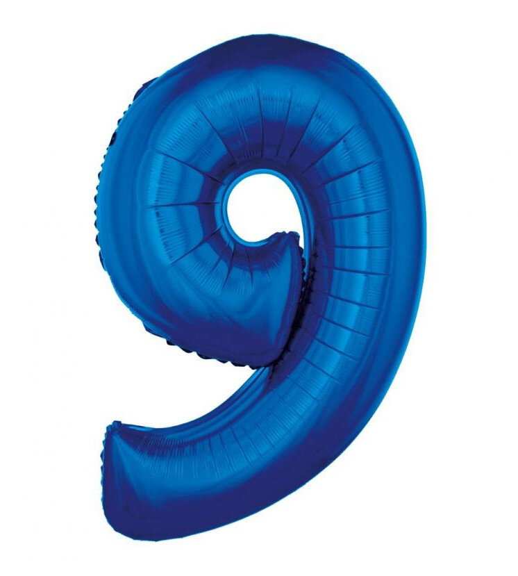 Fóliový balónek číslice 9 modrý, 92 cm