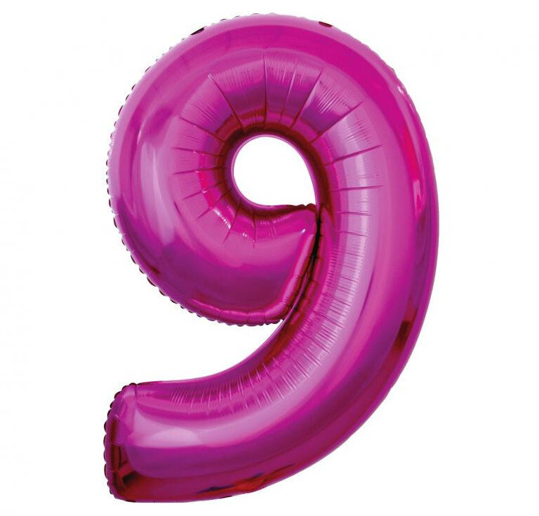 Fóliový balónek číslice 9 růžový, 92 cm