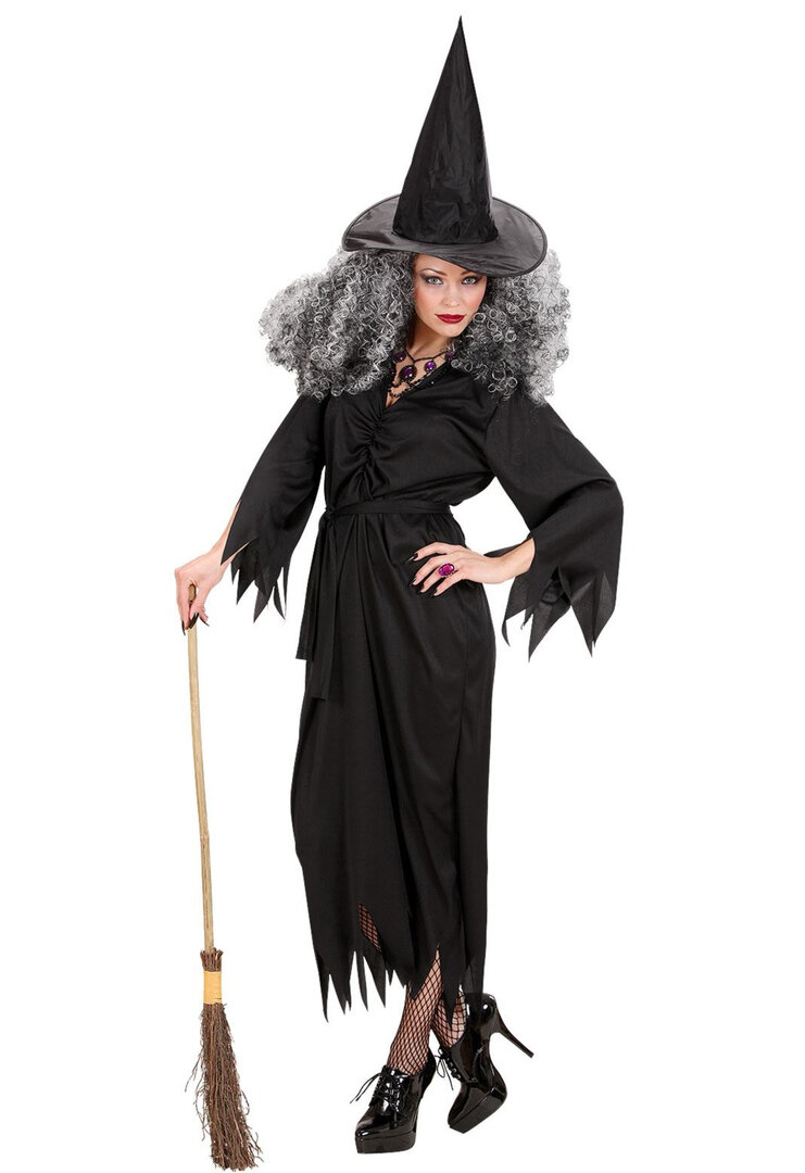 Dámský kostým čarodějnice (šaty, pásek, klobouk) - S