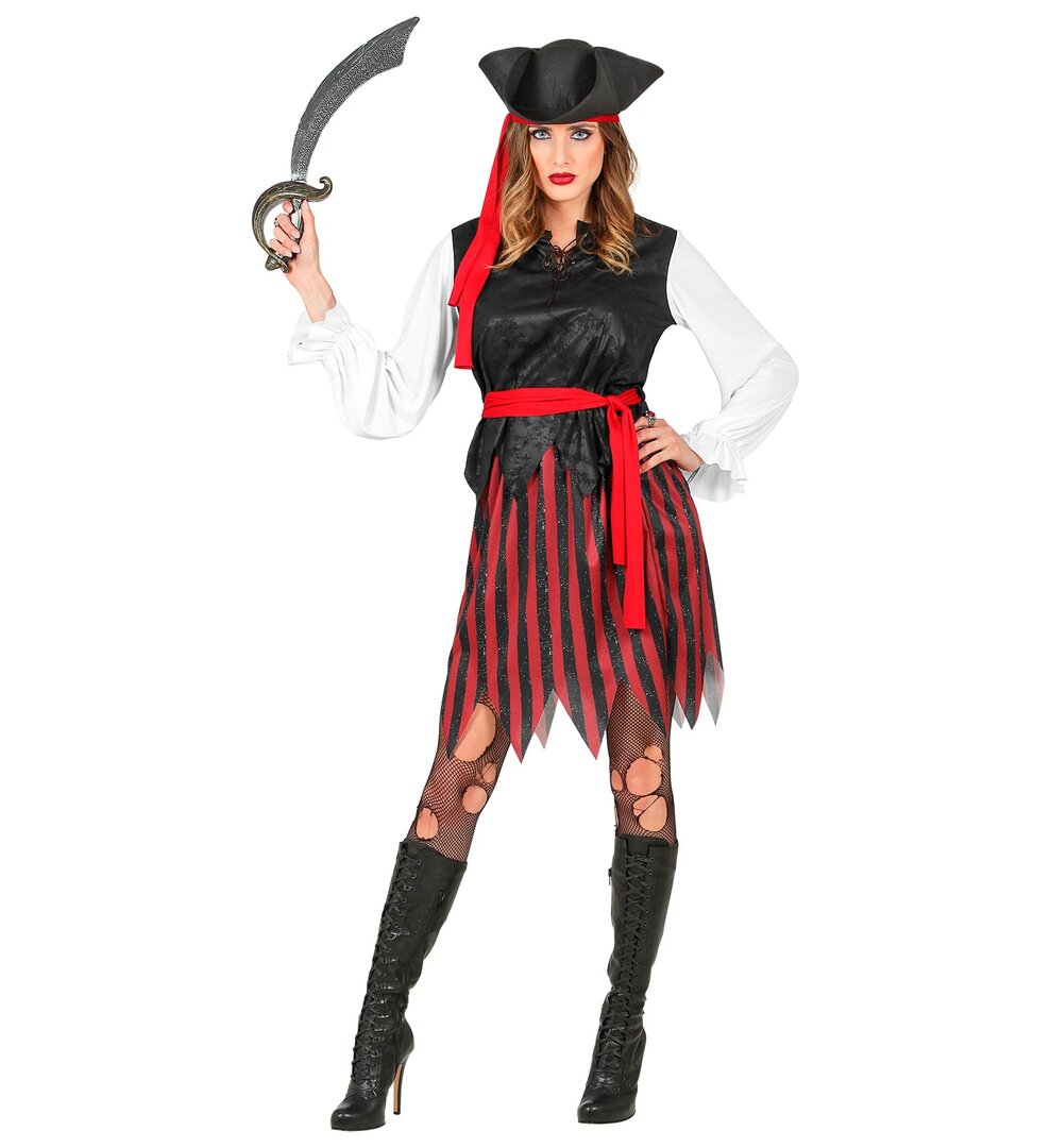 Dámský kostým karibská pirátka se sukní - M